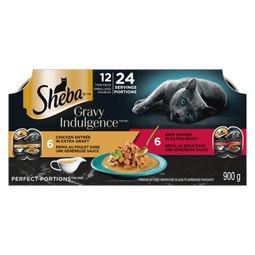 Repas au poulet et repas au bœuf dans une généreuse sauce SHEBA GRAVY INDULGENCE PERFECT PORTIONS image