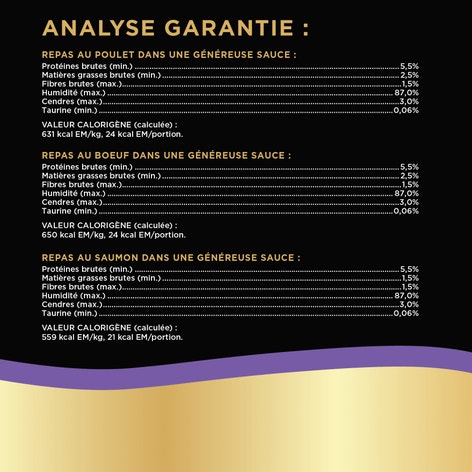 Repas au poulet, repas au bœuf et repas au saumon dans une généreuse sauce SHEBA GRAVY INDULGENCE PERFECT PORTIONS image 1