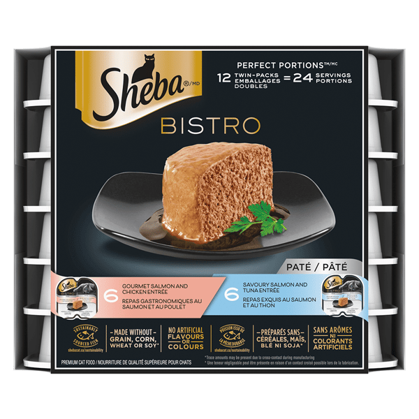 SHEBA BISTRO PERFECT PORTIONS Pat Gourmet Salmon Chicken and