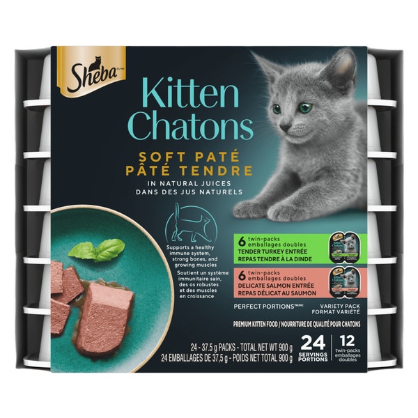 Repas tendre à la dinde pour chatons et repas délicat au saumon pour chatons SHEBA PERFECT PORTIONS pâté tendre image 1