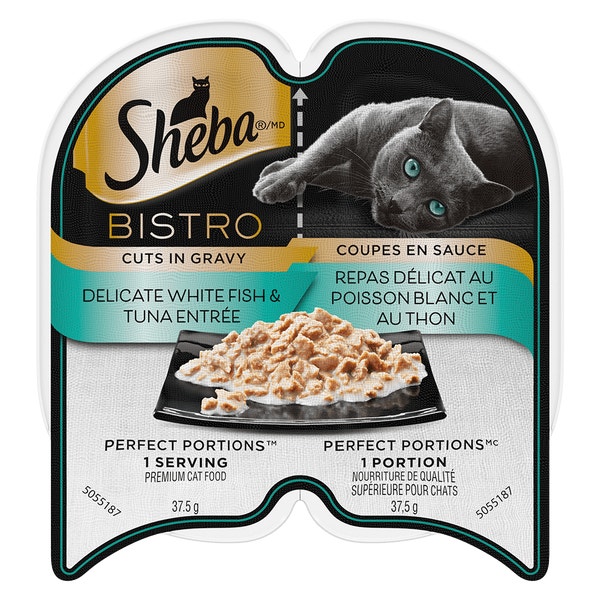 Repas délicat au poisson blanc et au thon SHEBA(MD) BISTRO PERFECT PORTIONS(MC) coupes en sauce image 1