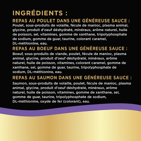 Repas au poulet, repas au bœuf et repas au saumon dans une généreuse sauce SHEBA GRAVY INDULGENCE PERFECT PORTIONS image 4